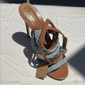 Aquazzura Brown and Blue Heels with Elegant Design